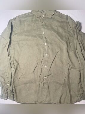 Italian Made Camicissima 100% Linen Shirt Mens 42 Green Button Up Casual